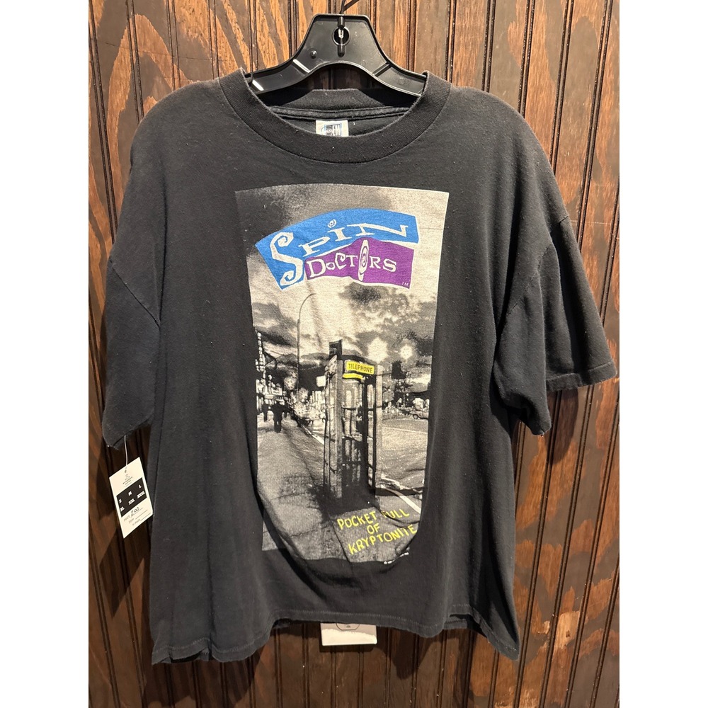 Vintage 1993‎ Spin Doctors Summer Tour Shirt Pocket Full of Kryptonite Black XL